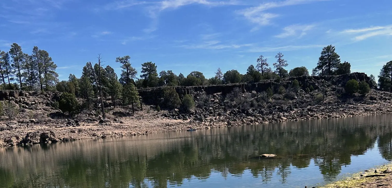 peaceful waters of Fool Hollow Lake in March