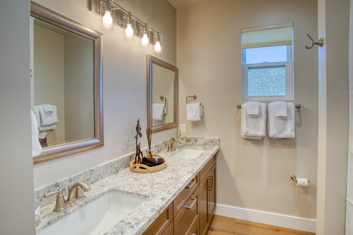 Guest bathroom with double vanity